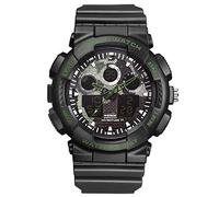 Haonb Men's Watches,Quartz Electronic Double Display Alarm Clock Stopwatch Luminous Multi Function Watch Black Camouflage Green