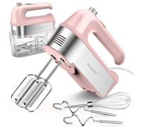 HaooAir 450W Electric Hand Mixer, 5 Speed Handheld Mixer with Scale Cup Storage Case, 5 Stainless Steel Accessories, Turbo Boost, Eject Button, Kitchen Mixer Food Mixer for Baking