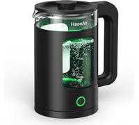 Haooair Electric Kettle 1.5-Liter, Made of Easy-To-Clean Glass Material, Boils Quickly and Silently, BPA-Free, Equipped with a Green LED Light, and Features Dry-Burn Protection.