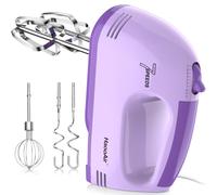 HaooAir Hand Mixer, Small 7-Speed Mixer, Dishwasher-Safe 304 Accessories (1 Whisk, 2 Dough Hooks, 2 Beaters), Mixes various ingredients, for both beginners and bakers (Purple)