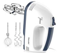 HaooAir Hand Mixer, Small 7-Speed Mixer, Dishwasher-Safe 304 Accessories (2 Dough Hooks, 2 Beaters), Mixes various ingredients, for both beginners and bakers (White)