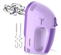 HaooAir Hand Mixer, Small 7-Speed Mixer, Dishwasher-Safe 304 Accessories (2 Dough Hooks, 2 Beaters), Mixes various ingredients, for both beginners and bakers (Purple)