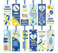 Haooryx 120pcs Down Syndrome Awareness Bookmarks, You are Not Alone, Nothing Down About It Inspirational Bookmark for Down Syndrome Awareness Event Seminar Stationery Handout Supplies