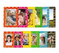 Haooryx 12Pcs Magnetic Picture Frames Colorful Magnet Photo Frames Modern Geometric Photograph Display for Home Room Refrigerator Christmas Birthday Party Decor Supplies, 7×5, 6×4 inch, Pack of 10