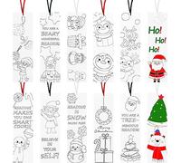 Haooryx 75Pcs Christmas DIY Bookmarks for Kids Reindeer Father Christmas Coloring Bookmark Set Party Game Prize Supplies Christmas Gift Bag Fillers Classroom Rewards Art Craft Wall Hanging Decoration