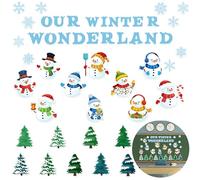 Haooryx 83Pcs Christmas Winter Snowmen Paper Cutout Set Snow Snowman Patterned Paper Cut-Outs Classroom Bulletin Board Decoration Blackboard Border Decor for Party Home School Window Wall Decor