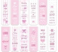 Haooryx Bible Verse Magnetic Bookmarks - 48pcs Pink Scripture Verse Inspirational Christian Religious Magnetic Clip Book Marks Motivational Book Page Markers Church Activity Party Favor Reading Lovers