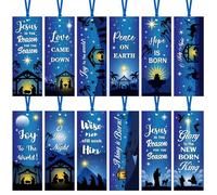 Haooryx Christmas Christian Scripture Bookmarks - 120Pcs Religious Nativity Book Marks Jesus Bible Verse Page Marker Gift Tag for Christmas Baby Shower Birthday Party Gift Church Sunday School Supply