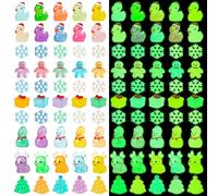 Haooryx Christmas Mini Resin Luminous Figures - 100Pcs Christmas Glow in The Dark Miniature Tiny Figure Toy Ornaments for Appreciation Gift Micro Landscape Dollhouse Accessory Home Office Table Decor