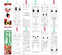 Haooryx Christmas Santa DIY Bookmarks - 75pcs Christmas Color Your Own Bookmarks Kids DIY Coloring Blank Party Game Prize Goodie Bag Fillers Gift Tags Reading Enthusiasts Students Classroom Reward