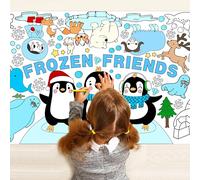 Haooryx Christmas Winter Coloring Poster - Large Giant Polar Animals Coloring Poster 4.6 x 2ft Large Jumbo Frozen Friends Blank Paper Banner Penguin Polar Bear Coloring Decoration Kids DIY Art Craft