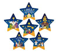 Haooryx Chritsmas Nativity Jigsaw Puzzles, 12Pcs Religious Bible Star Shape | 11 Pieces, Gray Cardboard, for Family Game Night Christmas Stocking Stuffers Birthday Gift, Learning Educational Home Decor