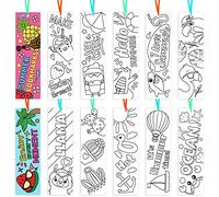 Haooryx Color Your Own Summer Bookmarks Bulk - 150Pcs Kids DIY Coloring Blank Bookmark Summer Theme Book Marks for Teacher Student Classroom Rewards Supplies Paper Art Craft Kit Party Gift Bag Fillers