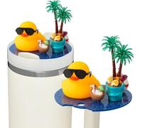 Haooryx Duck Cup Topper Decoration - Summer Beach Mini Yellow Duck Lid Plate Topper Sport Cup 40oz Accessory Tumbler Water Bottle Glitter Bling Cover Cap Birthday Gifts School Rewards Game Prizes