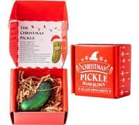 Haooryx German Christmas Pickle Ornament Tradition Decor Glass Blown Green Cucumber Craft Pendant Tags with Rope for Christmas Tree House Decor Tradition Xmas Holiday Party Favor Gift Supply