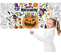 Haooryx Jumbo Happy Halloween Mandala Coloring Poster Large Pumpkin Witch DIY Drawing Paper Art Craft Blank Banner Coloring Table Cover School Classroom Wall Decoration Kids Birthday Gift Party Supply