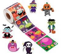 Haooryx Make A Face Cartoon Stickers Scene Roll for Kids Cute Animals Sweet Candy Colorful Sticker Games School Classroom Activities DIY Art Craft Supply (Halloween)