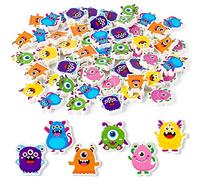 Haooryx Monster Mini Eraser Bulk - 60Pcs Kids' Cartoon Monster Assorted Pencil Erasers 3D Desk Puzzle Erasers Pet Student Homework School Prizes Game Reward Goodie Bag Stuffer Gift Filler Party Favor