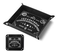 Haooryx PU Leather Dice Tray - Novelty Portable Folding Dice Holder PU Leather Rolling Tray Set Ouija Dice Storage Accessories Decorative Desk Organizer Funny Gift for Dice Games DND RPG Game Players
