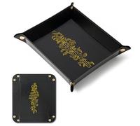 Haooryx PU Leather Dice Tray - Sword and Rose Portable Folding Ouija Hexagon Octagon Dice Holder Storage Box Rolling Tray Mat Set Desk Organizer Party Table DND D D RPG Board Games Gifts Staging Area