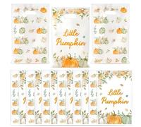 Haooryx Sage Green Pumpkin Party Favor Bags - 50Pcs Little Pumpkin Plastic Goodie Candy Treat Bag with Handle Gift Wrap Decoration for Kids Birthday Baby Shower Halloween Decoration Party Favor Supply