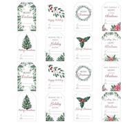Haooryx Self Adhesive Gift Tags - 160Pcs Christmas Gift Tags Stickers Watercolor Plants Labels Xmas to and from Sticker Name Tag Winter Xmas New Year Gift Wrapping Holiday Present Box Package(10Sheet)