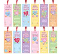 Haooryx Valentine's Day Bible Verse Bookmarks - 120Pcs God's Conversation Heart Bookmark Christian Religious Candy-Colored Book Marks for Kids Valentines VBS Sunday School Classroom Reward Party Favor
