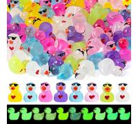 Haooryx Valentine's Day Mini Resin Luminous Figures - 100Pcs Love Heart Duck Glow in the Dark Miniature Tiny Figure Toy Ornament for Valentines Gift Micro Landscape Dollhouse DIY Accessory Table Decor