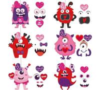 Haooryx Valentine's Paper Craft Kits - 30Pcs DIY Monster Paper Hanging Ornaments Make Your Own Valentine's Day Exchange Gift Card Decorations Kids Home Decor Classroom Mix Match Art Handcraft Supplies