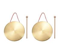 Haopeuk 2pcs 22cm Hand Gong Brass Copper Chapel Opera Percussion with Round Play Hammer