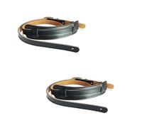 Haopeuk 2X Leather and Metal Buckle Electric Guitar Strap Belt Shoulder Pad Adjustable Vintage Guitar Straps-Black Color