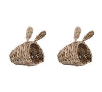 Haopeuk 2X Woven Straw Pet Hamster Guinea Pig Cage Nest House Toy Bed