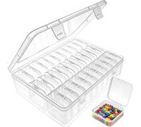 HAOQIAGA 30 Pcs Smal Bead Organiser Storage Box, Mini Bead Organiser Box, Plastic Bead Storage Box with Hinged Lid, Storage System for Beads, Jewellery Making, DIY Tools & Small Parts