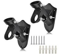Haoridul Flag Pole Holder for Outside House, Heavy Duty Flag Pole Mounting Bracket, Aluminum Metal Flagpole Mount with Stainless Hardware for Outdoor, Rust Free, 1" Inner Diameter (Matte Black-2Pack)