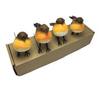 HAORONG 4PCS Large Robin Bird Christmas Tree Decoration Craft Very Cute Artificial Feather