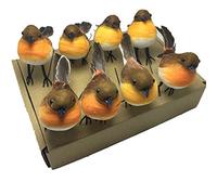 HAORONG 8PCS Large Robin Bird Christmas Tree Decoration Craft Very Cute Artificial Feather