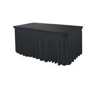 HAORUI Table Skirts, 6ft Rectangle Wrinkle Resistant Table Clothes, Ruffles Elastic Table Cover for Banquets, Weddings, Parties Black…