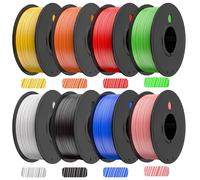 Haosegd PLA 3D Printer Filament Bundle, PLA Filament 1.75mm, 250g Spool, 8 Rolls, 2kg in Total Black/White/Red/Yellow/Pink/Blue/Orange/Green