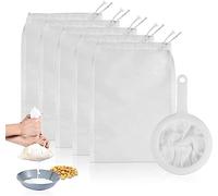 Haosens 6 Pack-200 Mesh Fine Mesh Strainer & Nut Milk Bags Reusable Food Strainer - Food Grade BPA-Free - Ultra Strong Fine Nylon Mesh - Nutmilk, Juices, Cold Brew, Tea Coffee, Juice Soy Milk Juice