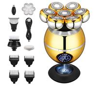 Haosens Electric Razor Head & Body Hair Shaver for Women & Men, 5 in 1 Grooming Kit - Rechargeable Wet/Dry Use Razor with 7D Floating Rotary Blades, Clippers, Nose Trimmer, Brush, Massager