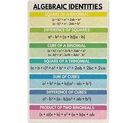 Haosensix Algebraic Identities Metal Signs Vintage Math Study Guide Retro Posters Motivational Math Classroom Educational Plaques High School College Wall Decor Math Knowledge Tin Sign 8x12 Inches