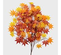 HAOSHICS 12Pcs Artificial Plants,Ginkgo/Banyan/Mango/Birch/Bamboo/Maple/Elm Branches,Fake Silk Plants, Artificial Leaves with Stems for Vase DIY Craft Home Garden Hotel Shop Decor (Maple, red6)