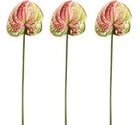 HAOSHICS 22 "Artificial Anthurium Lily Flowers Permanent Flower,3 Pcs Tropical Imitation Plant Flower Bouquets for Table Centerpieces,Bridal Wedding Festival Decor Flower (B)