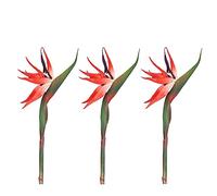 HAOSHICS 3Pcs Artificial Heaven Bird Flowers,Fake Bird of Paradise Strelitzia,Faux Silk Plants for Home Office Wedding Table Centerpeice Decor (small, red)