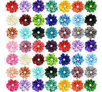 HAOSHICS 50 PCS Small Dog Hair Bows with Elastic Rubber Bands Handmade Colorful Pet Bow for Small Medium Puppy Doggies Cats Kitten Attachment Grooming Accessories (A)