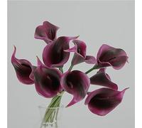 HAOSHICS 9pcs Artificial Calla Lilies, Realistic Latex Calla Lily with Soft PU Stem, Elegant Flower Decoration for Bridal Wedding, Home, Party, Office, DIY Floral Arrangements (Purple)