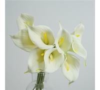 HAOSHICS 9pcs Artificial Calla Lilies, Realistic Latex Calla Lily with Soft PU Stem, Elegant Flower Decoration for Bridal Wedding, Home, Party, Office, DIY Floral Arrangements (White)