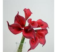 HAOSHICS 9pcs Artificial Calla Lilies, Realistic Latex Calla Lily with Soft PU Stem, Elegant Flower Decoration for Bridal Wedding, Home, Party, Office, DIY Floral Arrangements (Red)