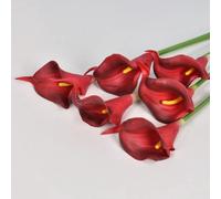 HAOSHICS Artificial Calla Lilies, Realistic Latex Calla Lily with Soft PU Stem, Elegant Flower Decoration for Bridal Wedding, Home, Party, Office, DIY Floral Arrangements (20, deep red)