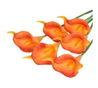 HAOSHICS Artificial Calla Lilies, Realistic Latex Calla Lily with Soft PU Stem, Elegant Flower Decoration for Bridal Wedding, Home, Party, Office, DIY Floral Arrangements (10, orange)